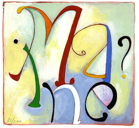 colorful painting showing the word Maine followed by a question mark